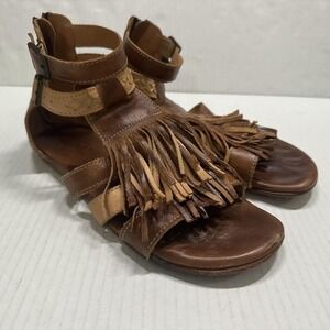 Bed Stu Alena Shoes Womens Sz 9 Brown Leather Fringe Flat Gladiator Sandals Boho